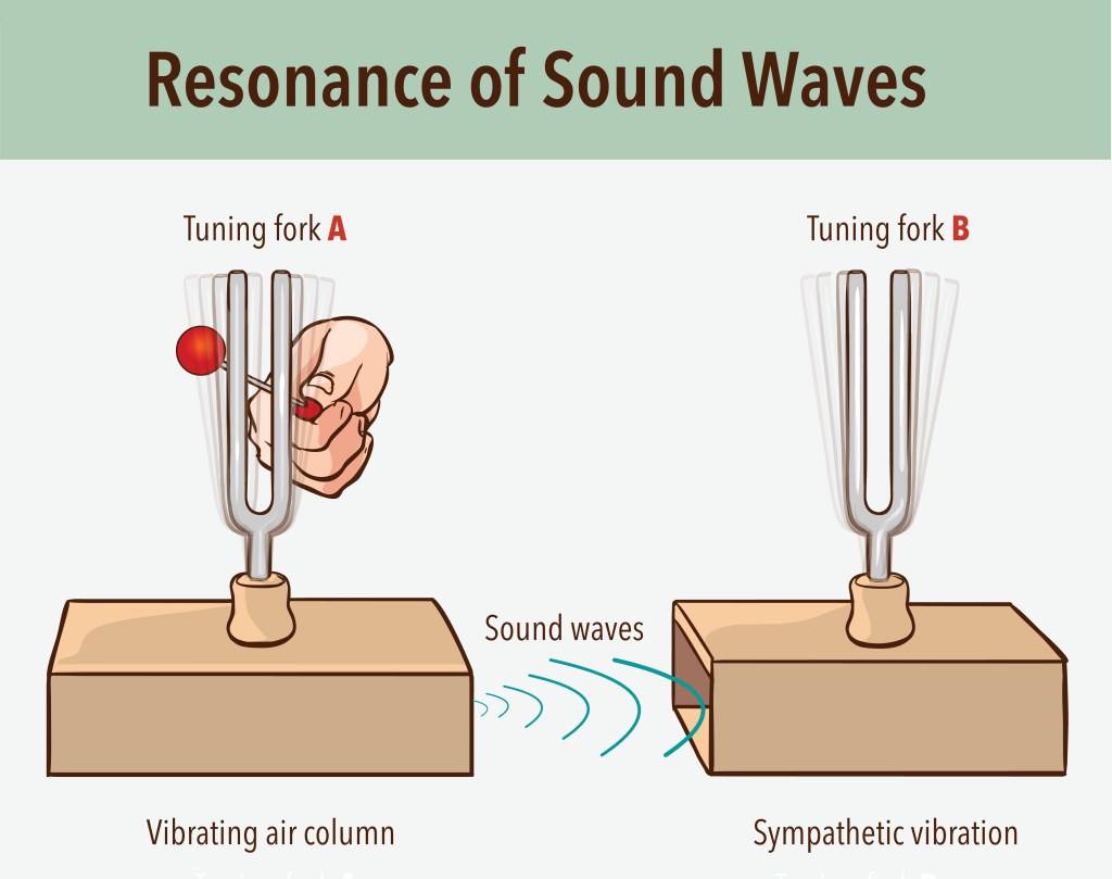 Zwei Stimmgabeln werden in Schwingung versetzt